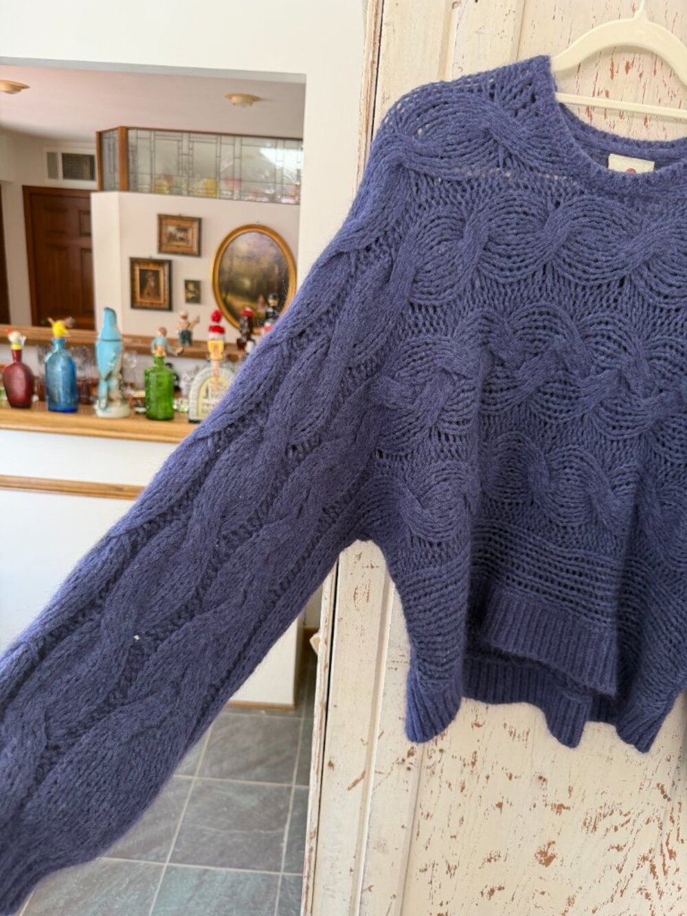 FARM Rio Navy Cable Knit Scoop Neck Sweater - Picture 6 of 6